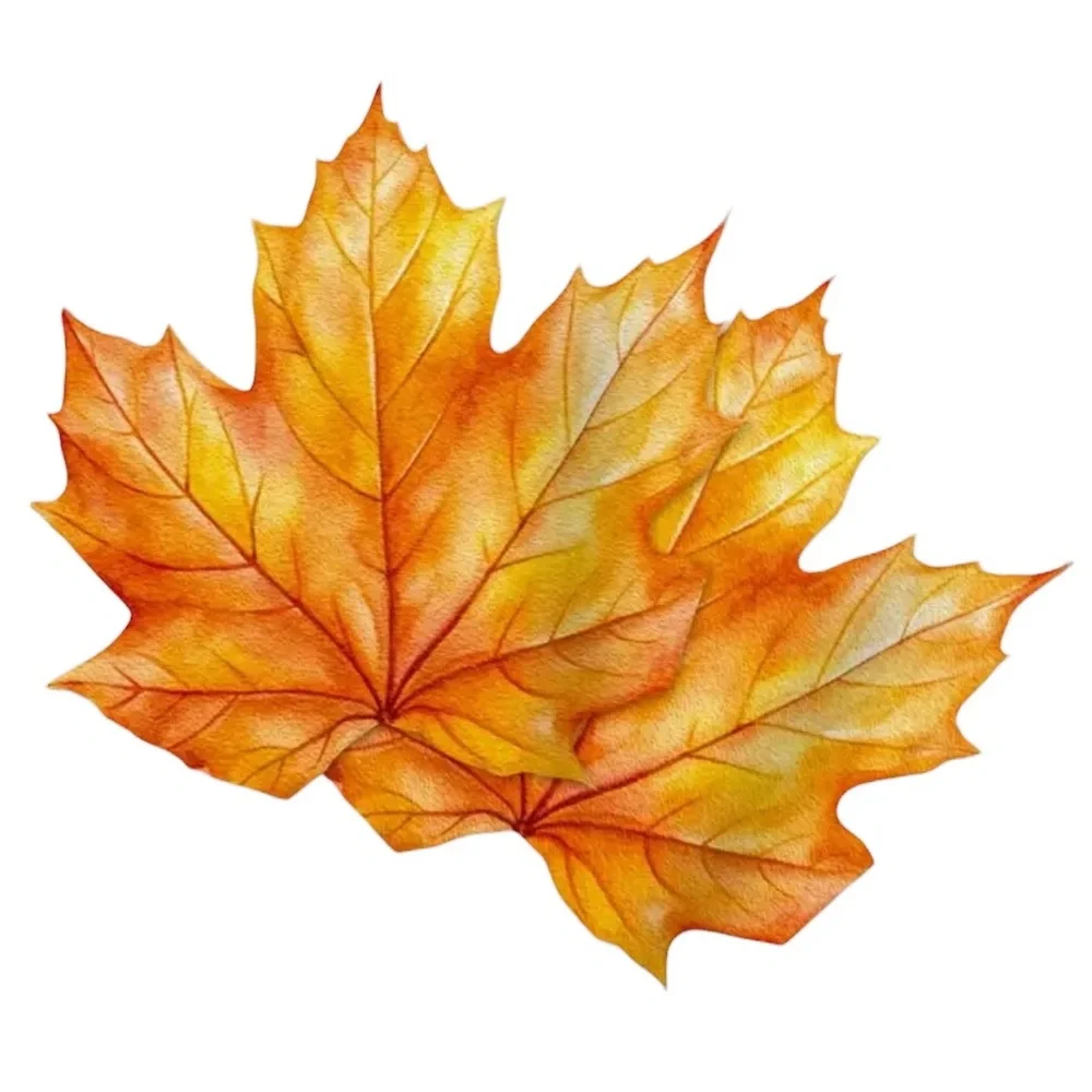 Set of Two (2) INDIVIDUAL Autumn Maple Shaped Leaves Decoupage Paper Napkins